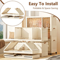 Premium 4-Shelf 3-Door Modular Plastic Wardrobe – Beige
