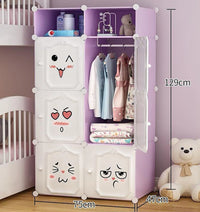 Premium 6-Door 8-Shelf Kids Emoji Cube Modular Plastic Wardrobe – Purple