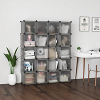 Premium 20-Door 20-Shelf Modular Plastic Wardrobe Cabinet – Black
