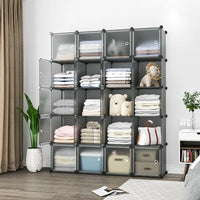 Premium 20-Door 20-Shelf Modular Plastic Wardrobe Cabinet – Black