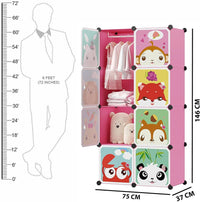 Premium 8-Door 8-Shelf Kids Modular Plastic Wardrobe Cabinet – Pink