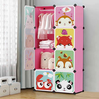 Premium 8-Door 8-Shelf Kids Modular Plastic Wardrobe Cabinet – Pink