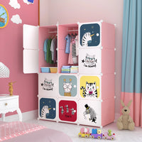 Premium 12-Door Butterfly-Print Kids Plastic Wardrobe – Pink