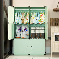 Premium 6-Door 8-Shelf Kids Modular Plastic Wardrobe Cabinet – Green