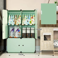 Premium 6-Door 8-Shelf Kids Modular Plastic Wardrobe Cabinet – Green