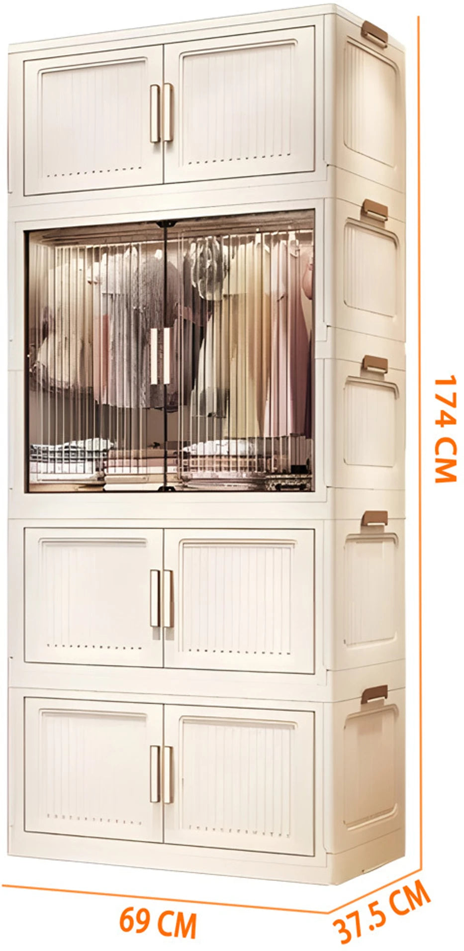 Premium 4-Door 4-Shelf Modular Plastic Wardrobe with Hanging Section – White