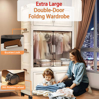 Premium 4-Door 2-Shelf Modular Plastic Wardrobe with Hanging Section – Transparent White
