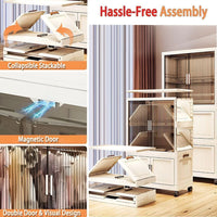 Premium 4-Door 4-Shelf Modular Plastic Wardrobe with Hanging Section – White