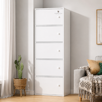 Premium Nordic White 6-Layer Wooden Storage Cabinet with Doors
