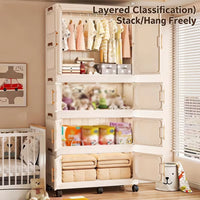 Premium 4-Drawer Kids Plastic Storage Cabinet – White with Cartoon Print