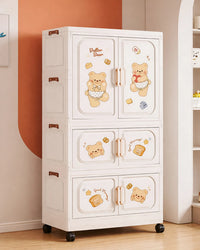 Premium 3-Drawer Kids Plastic Storage Cabinet – White with Cartoon Print