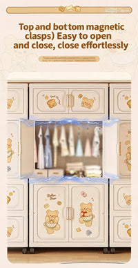 Premium 4-Drawer Kids Plastic Storage Cabinet – White with Cartoon Print