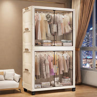 Premium 2-Shelf 4-Door Modular Plastic Wardrobe – Grey