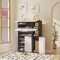 Premium 11-Shelf 7-Door Plastic Storage Cabinet – Black & White
