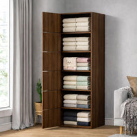 Premium Nordic Walnut 6-Layer Wooden Storage Cabinet with Doors