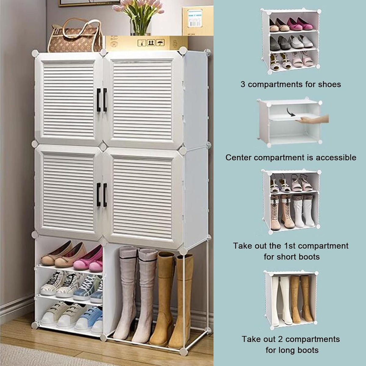 Premium 18-Layer 6-Door Plastic Shoe Storage Cabinet – White