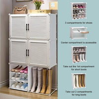 Premium 18-Layer 6-Door Plastic Shoe Storage Cabinet – White