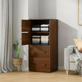 Premium Nordic Walnut 4-Layer Wooden Storage Cabinet with Doors
