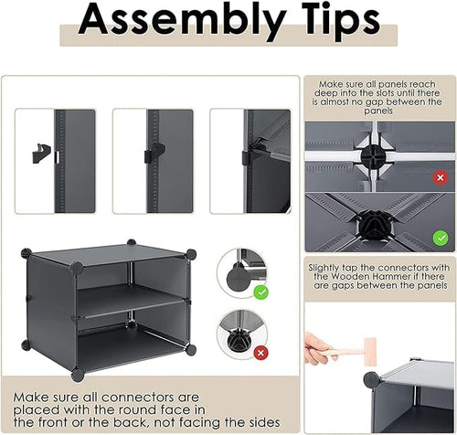 Premium 18-Shelf 6-Door Plastic Shoe Storage Cabinet – Black