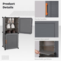 Premium 6-Layer 2-Door Plastic Shoe Storage Cabinet – Grey