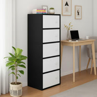 Premium Nordic Black & White 5-Layer Wooden Storage Cabinet with Doors