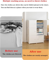 Premium 6-Shelf 6-Door Modular Plastic Wardrobe with Hanging Section – White