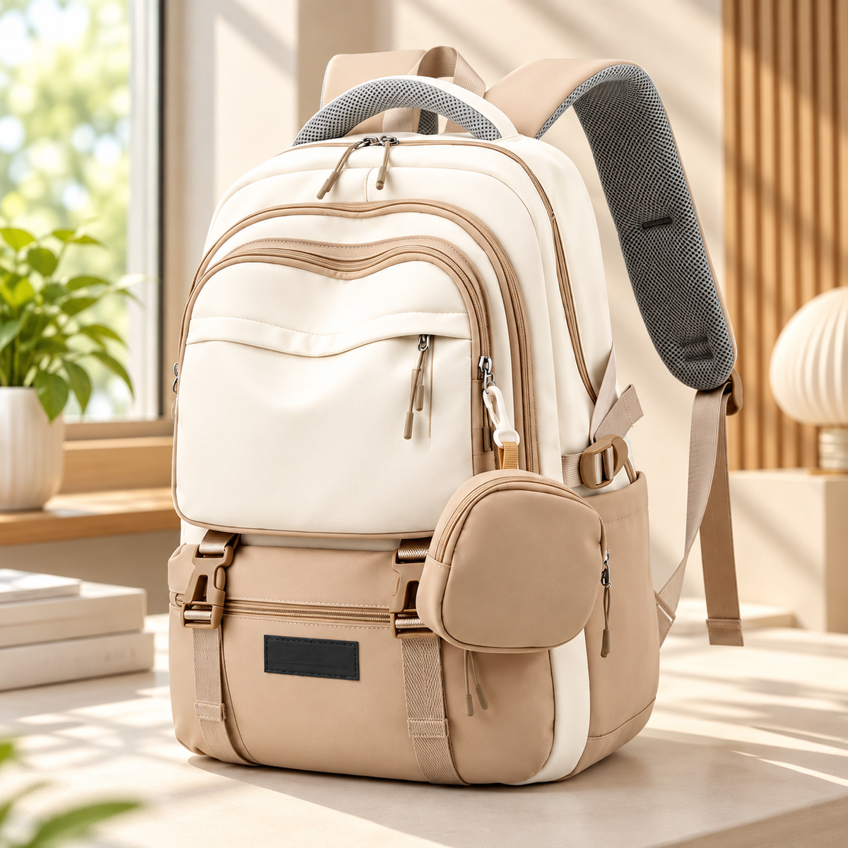 SAMDIYA 2-Tier Spice Rack + Trash Bin (Grey-Black) + Pouch Backpack (Beige) | Buy 1 Get 2 Free Combo