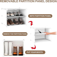 Premium 4-Door 12-Shelf Plastic Shoe Storage Cabinet | Dustproof Modular Shoe Rack | White