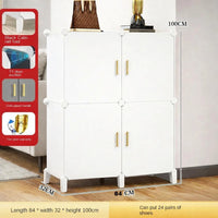 Premium 4-Door 12-Shelf Plastic Shoe Storage Cabinet | Dustproof Modular Shoe Rack | White