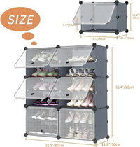 Premium 12-Shelf 6-Door Plastic Shoe Storage Cabinet – Grey