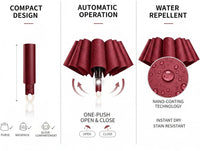Premium Round Clip Folding Umbrella – Maroon