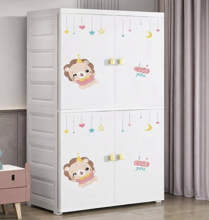 Premium 2+1 Door Kids Plastic Wardrobe – Lion