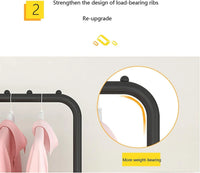 Premium 1-Door Open Clothes Hanger Stand with 2 Shelves – Black