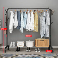 Premium 1-Door Open Clothes Hanger Stand with 2 Shelves – Black