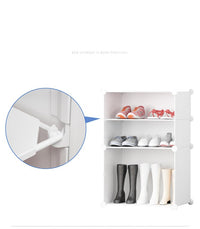 Premium 8-Door 16-Shelf Plastic Shoe Storage Cabinet | Dustproof Modular Shoe Rack | White