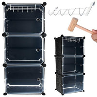 Premium 3-Door 6-Layer Plastic Shoe Storage Cabinet | Dustproof Modular Shoe Rack | Black