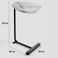Premium Flat-Top Side Table with Metal Base – White Marble
