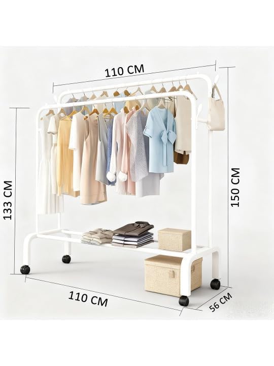 Premium Multifunctional Garment Stand with Shelves – White