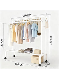 Premium Multifunctional Garment Stand with Shelves – White