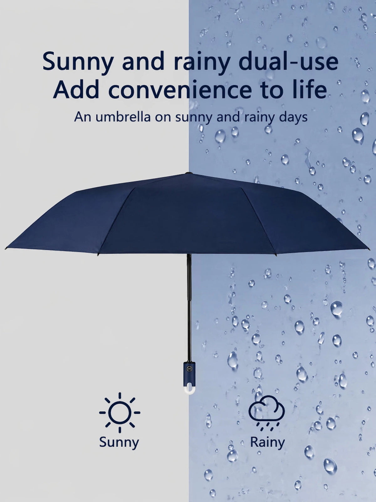 Premium Round Clip Folding Umbrella – Navy