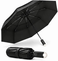 Premium Round Clip Folding Umbrella – Black