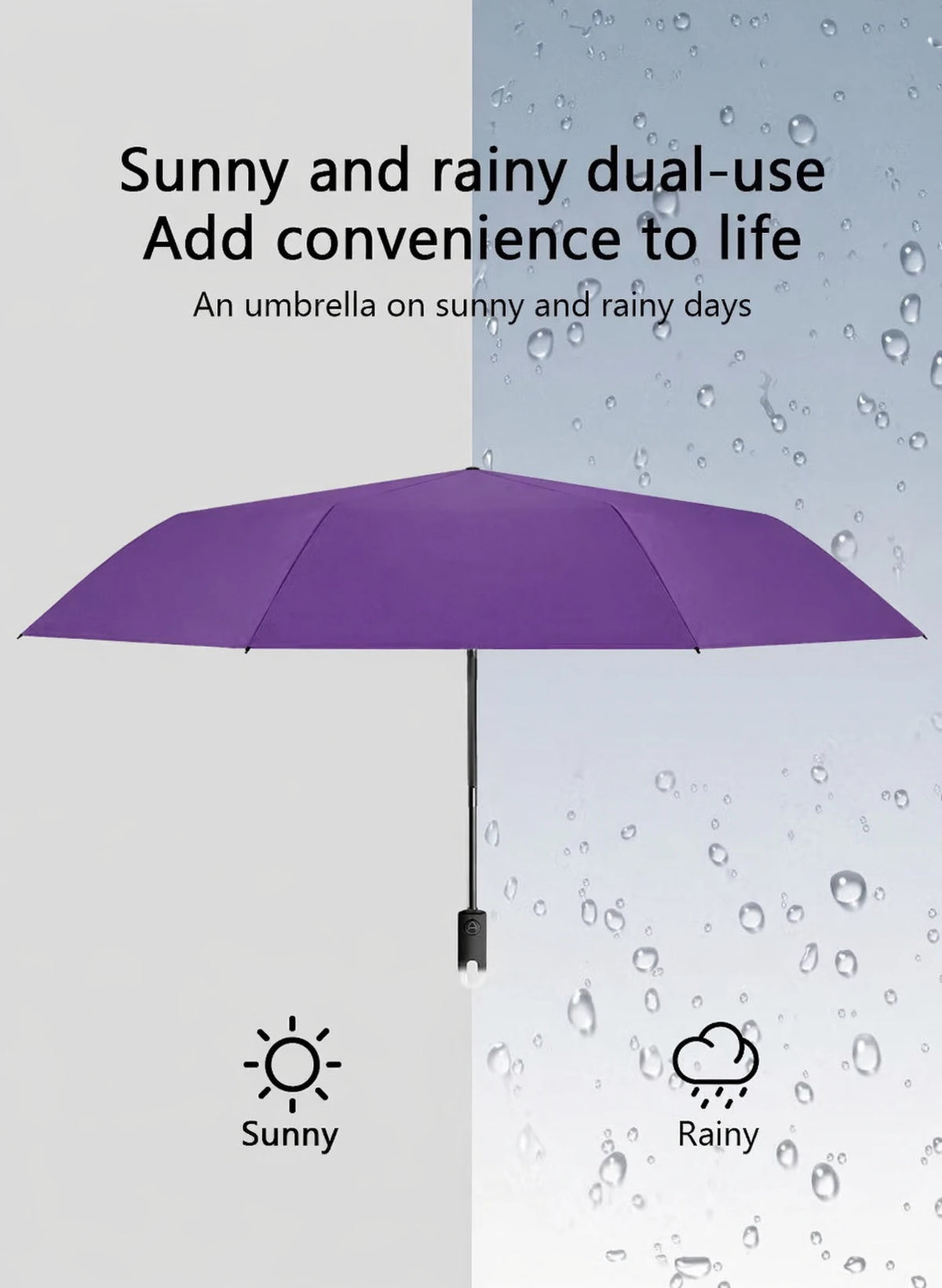 Premium Round Clip Folding Umbrella – Purple