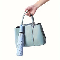 Premium Round Clip Folding Umbrella – Sky Blue