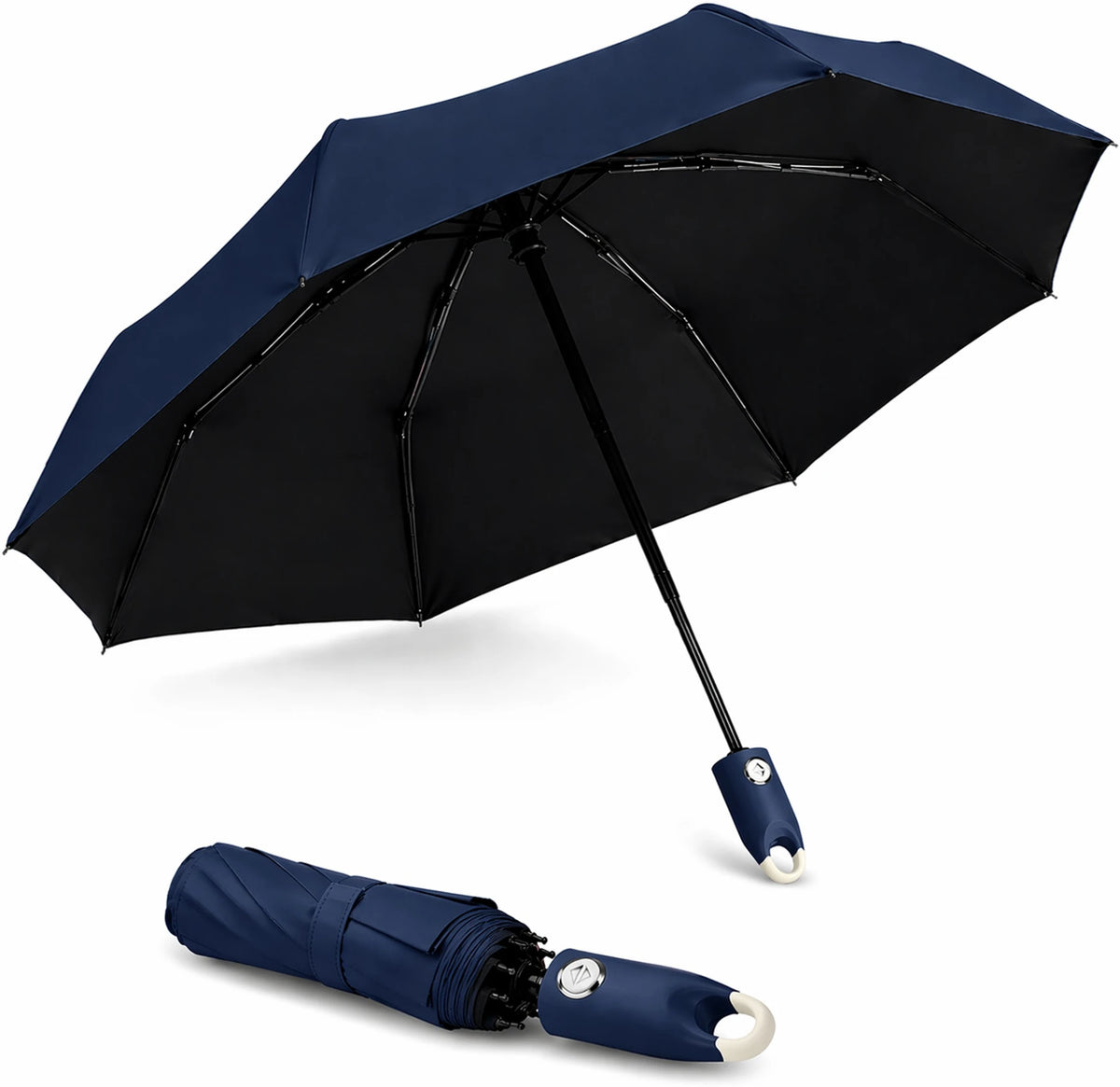 Premium Round Clip Folding Umbrella – Navy
