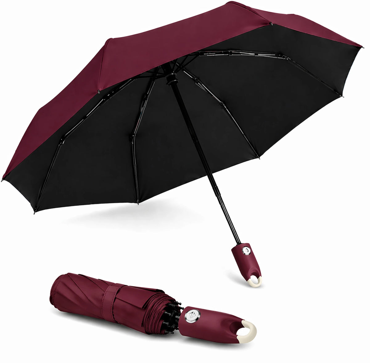 Premium Round Clip Folding Umbrella – Maroon