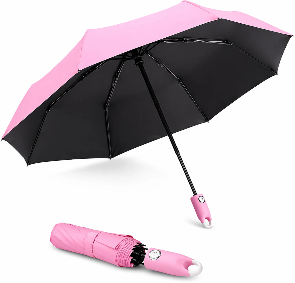 Premium Round Clip Folding Umbrella – Pink