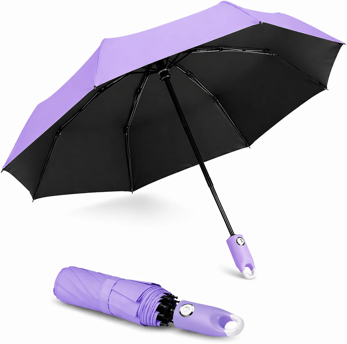 Premium Round Clip Folding Umbrella – Purple