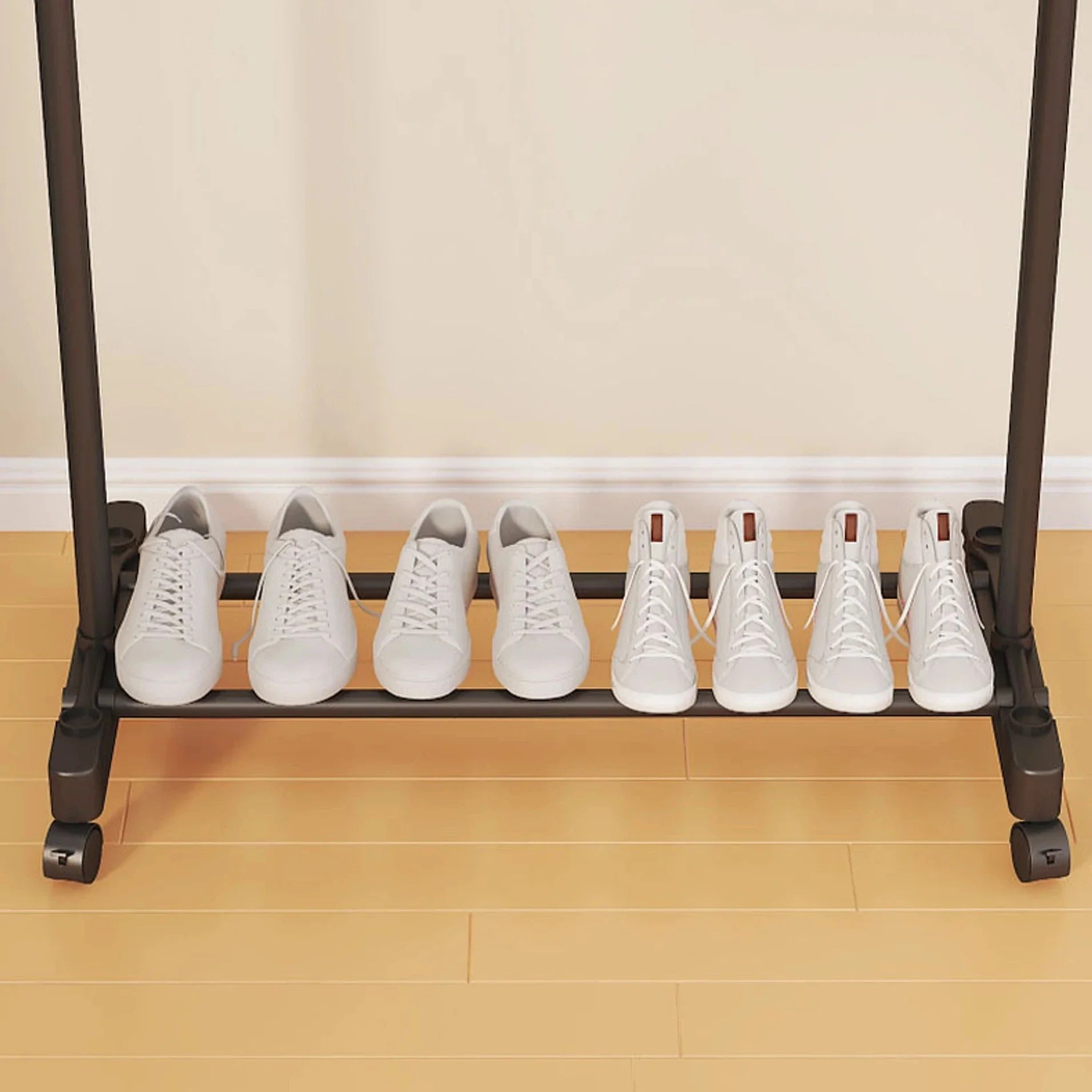 Premium Foldable Single Rod Hallstand with Shelf – Black