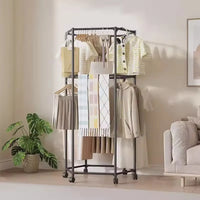 Premium Two-Tier Rotating Garment Hanger Stand – Black