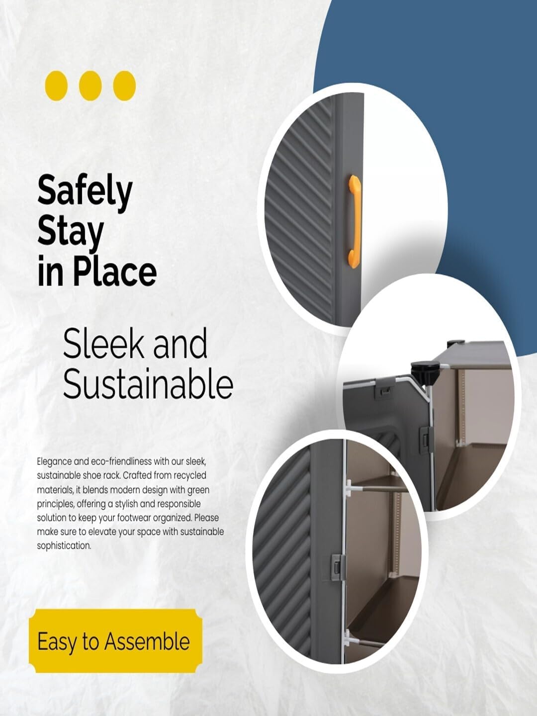 Premium 6-Layer 2-Door Plastic Shoe Storage Cabinet – Grey